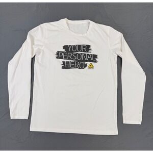 Intel Your Personal Hero Anti-Theft Tech Promo White Long Sleeve Shirt Mens L‎